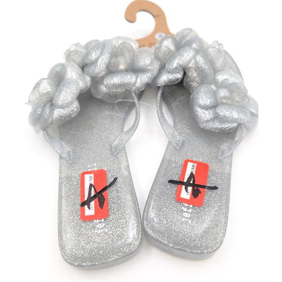 Jeffrey Campbell Fleuris Jelly Flip Flop Thong Sandal Silver Size US8 EU39 - Picture 10 of 11
